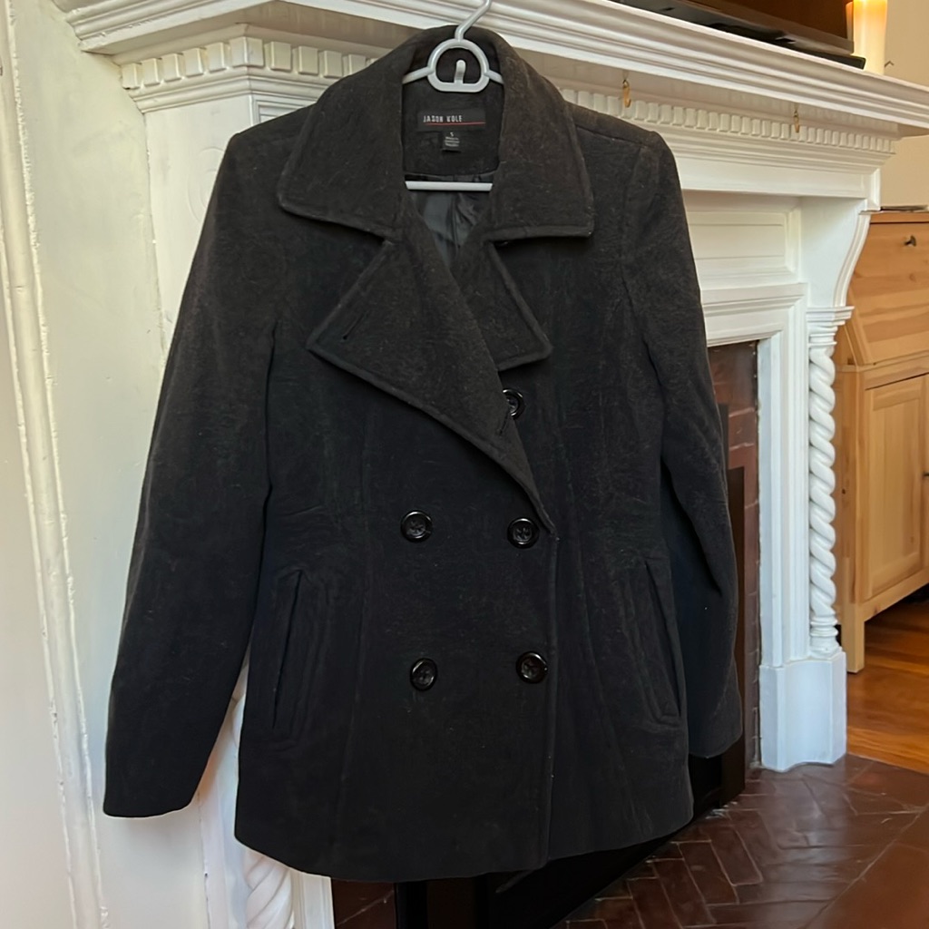 Jason Kole Dark Grey Double Breasted Peacoat